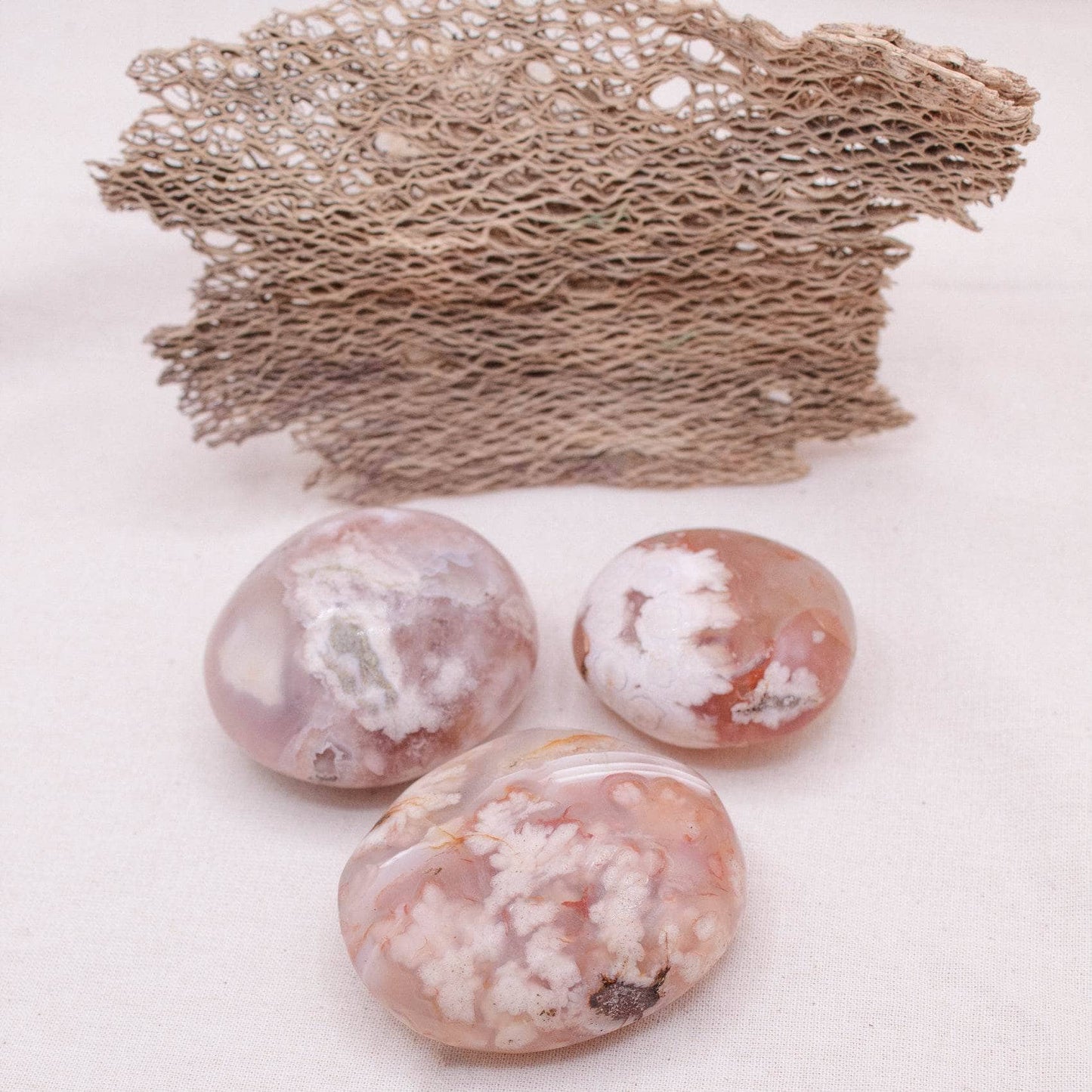 Natural Flower Agate Palm Stones - AAA Premium Quality