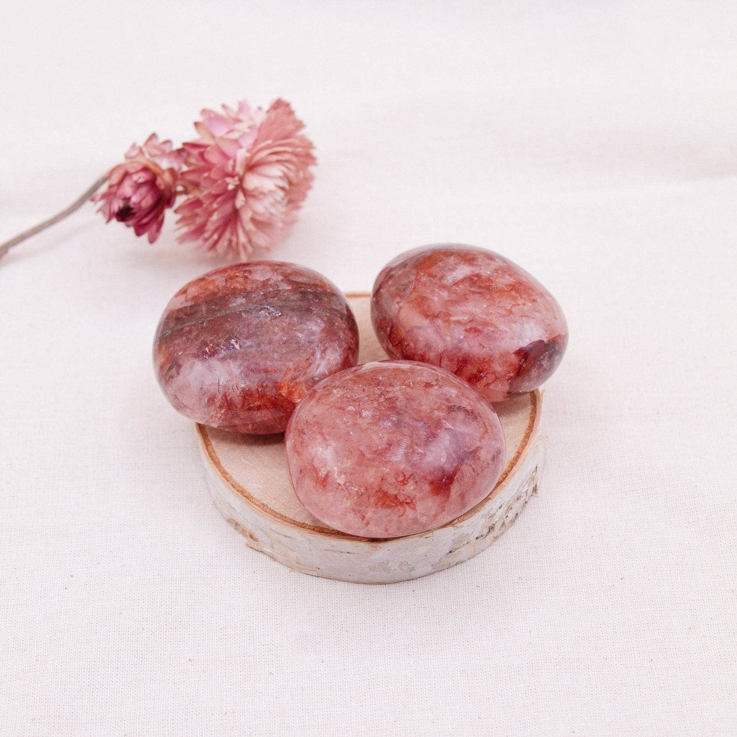 Red Hematoid Quartz Palm Stones - AAA Premium Quality