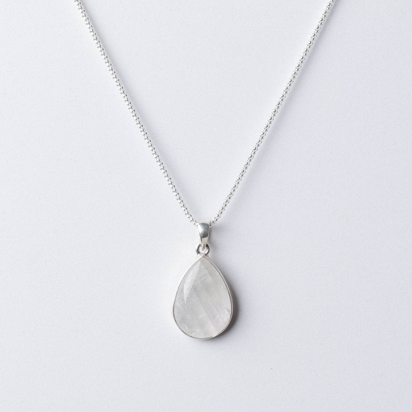 Rainbow Moonstone Teardrop Pendant Necklace