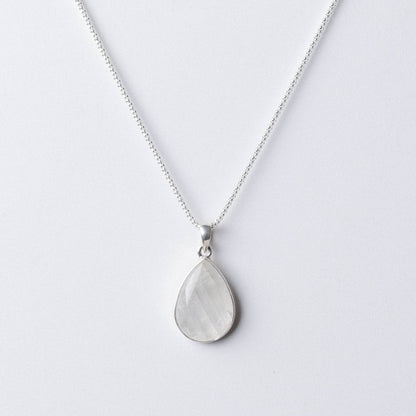 Rainbow Moonstone Teardrop Pendant Necklace