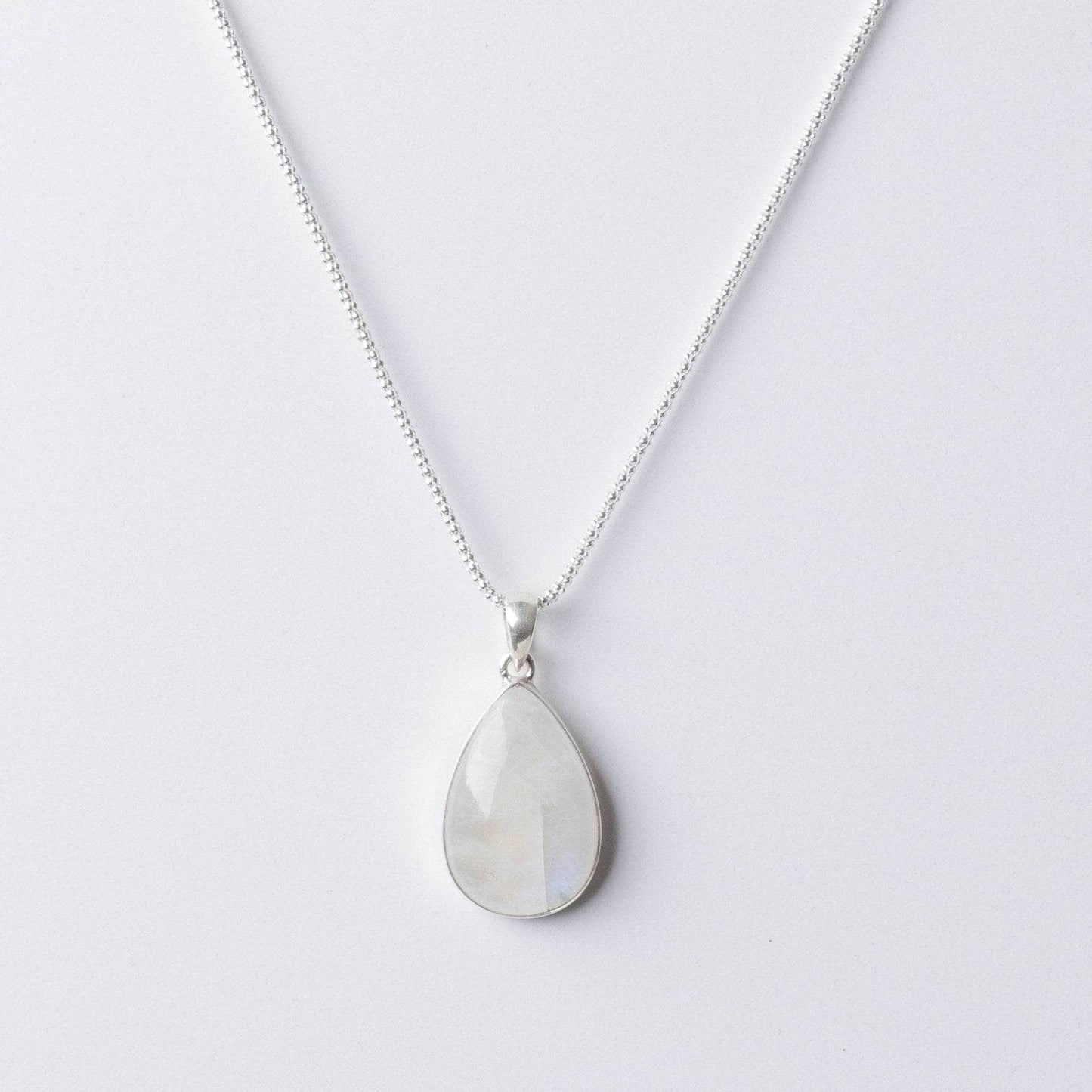 Rainbow Moonstone Teardrop Pendant Necklace