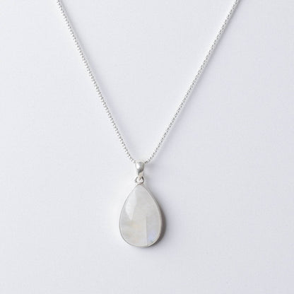 Rainbow Moonstone Teardrop Pendant Necklace