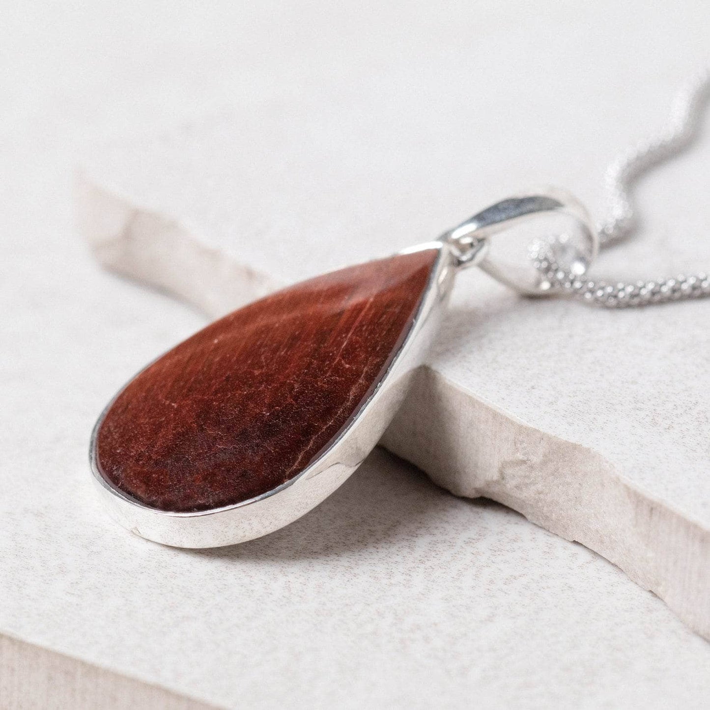 Red Tiger Eye Teardrop Pendant Necklace