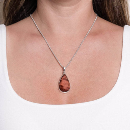 Red Tiger Eye Teardrop Pendant Necklace