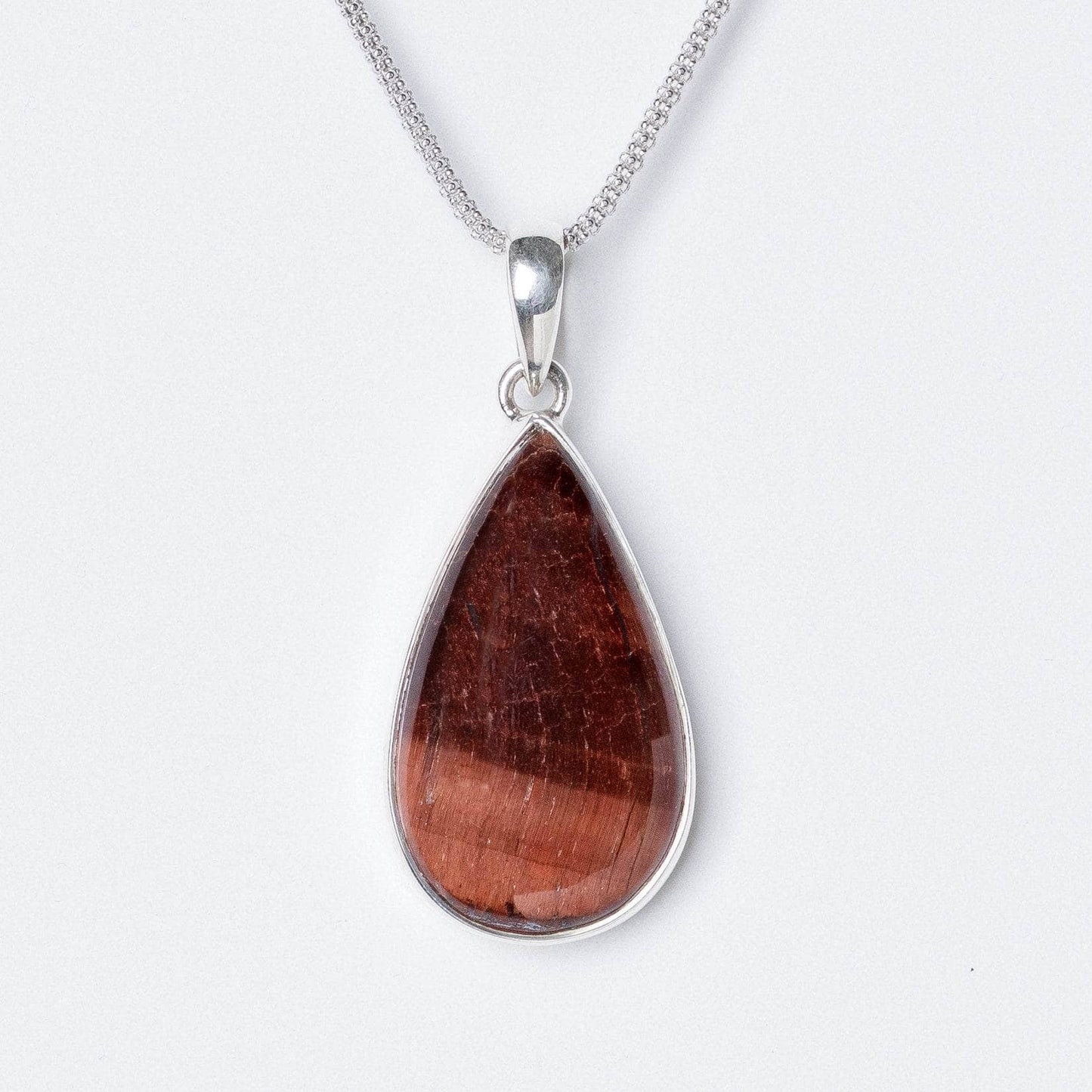 Red Tiger Eye Teardrop Pendant Necklace