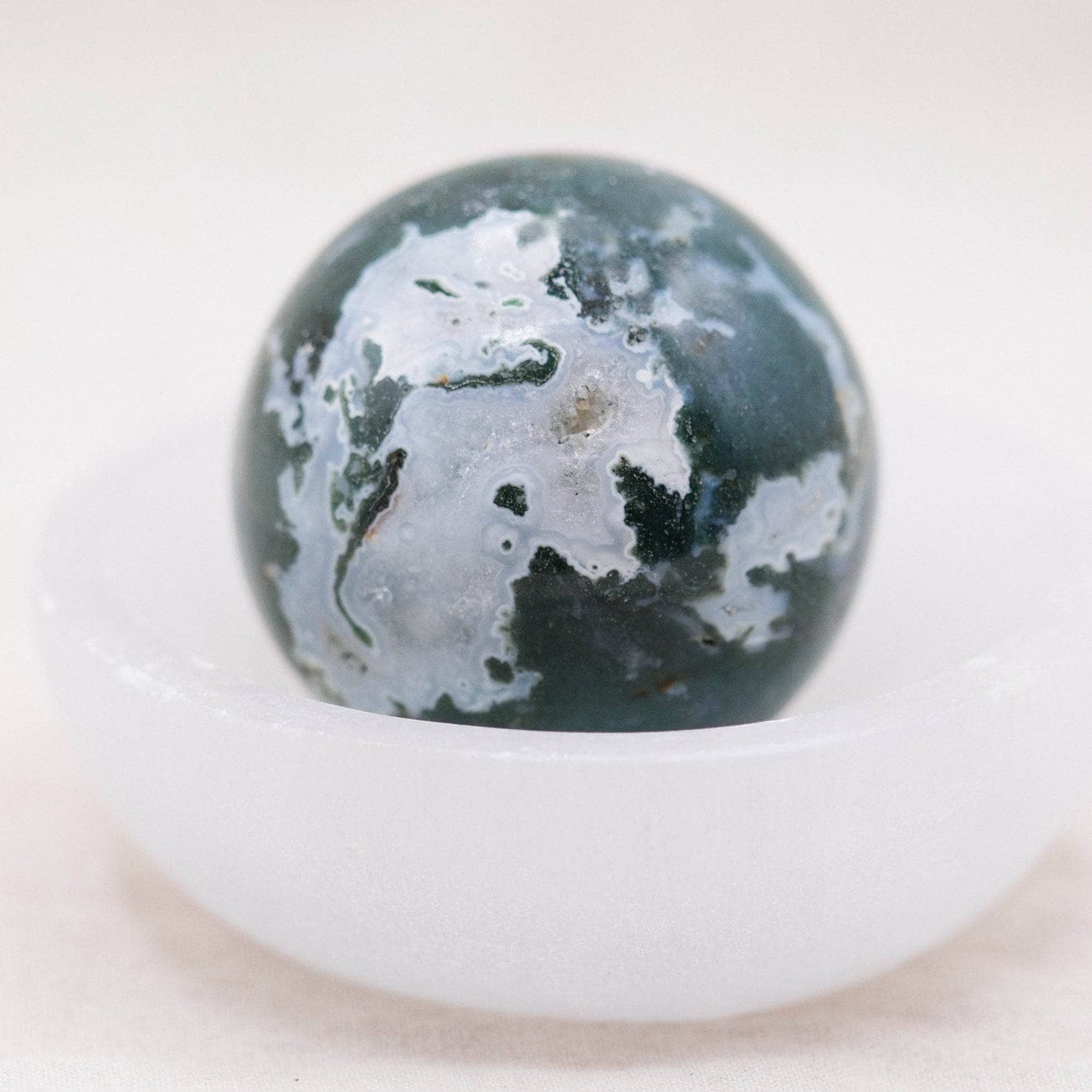 Moss Agate Sphere with Tripod - AAA Premium Quality
