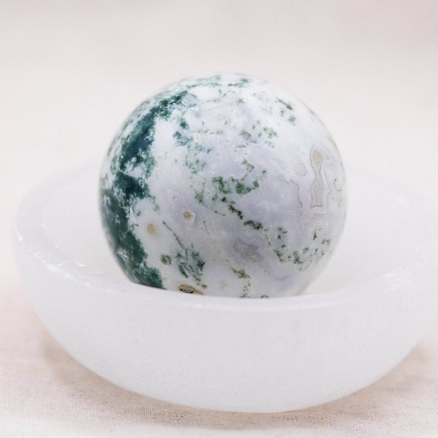 Moss Agate Sphere with Tripod - AAA Premium Quality