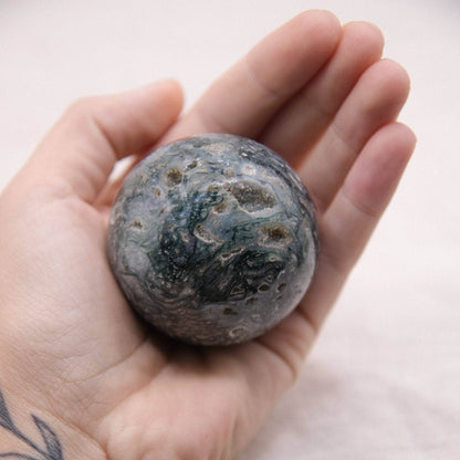 Moss Agate Sphere with Tripod - AAA Premium Quality