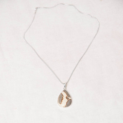 Rare Septarian Rhyolite Teardrop Pendant Necklace