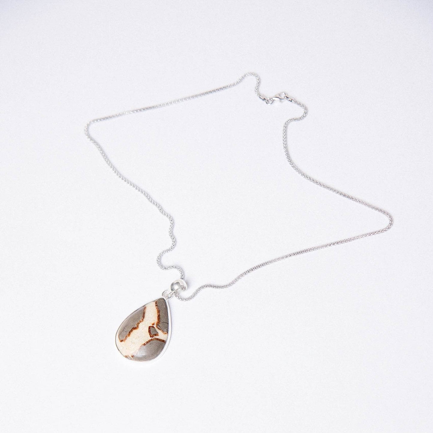 Rare Septarian Rhyolite Teardrop Pendant Necklace
