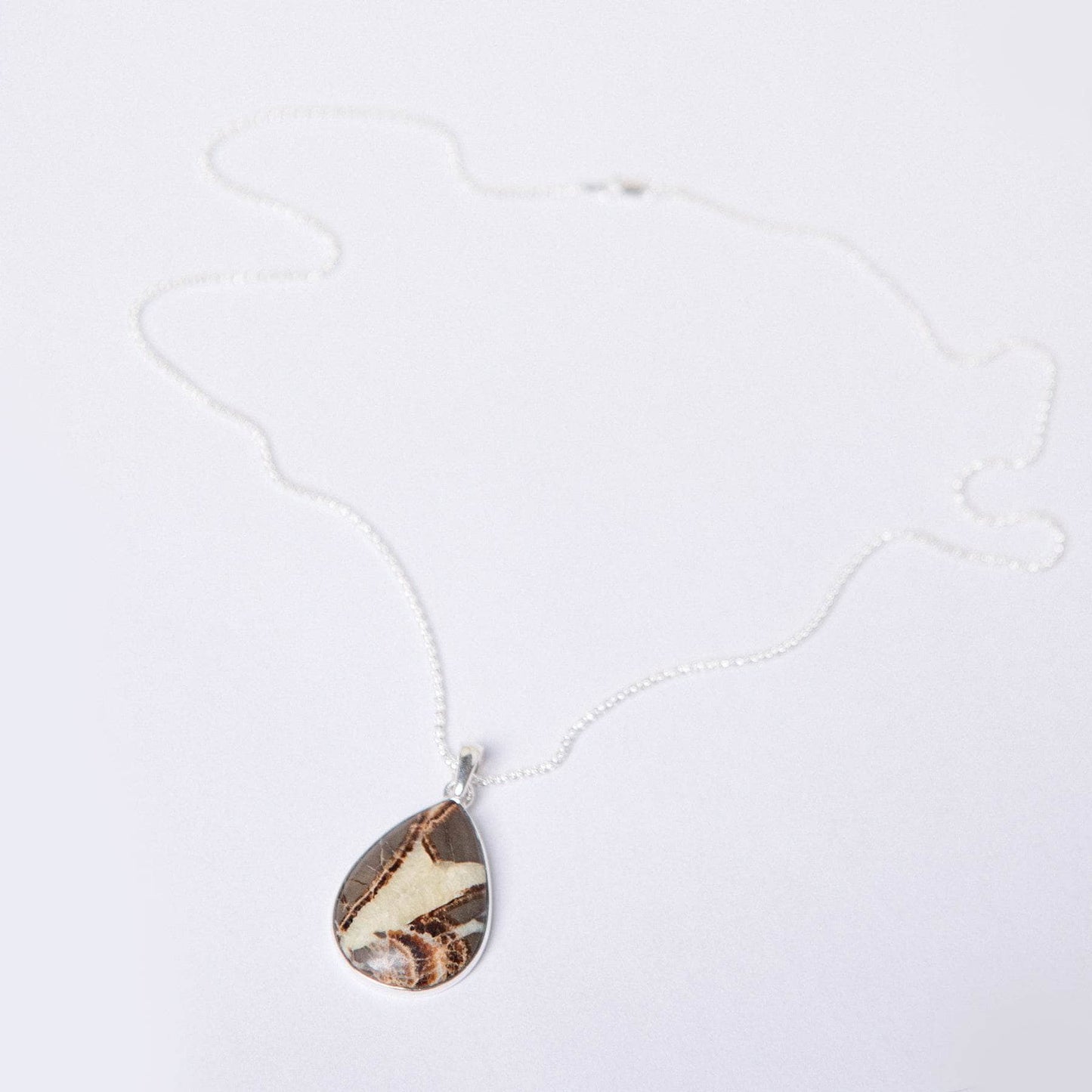 Rare Septarian Rhyolite Teardrop Pendant Necklace