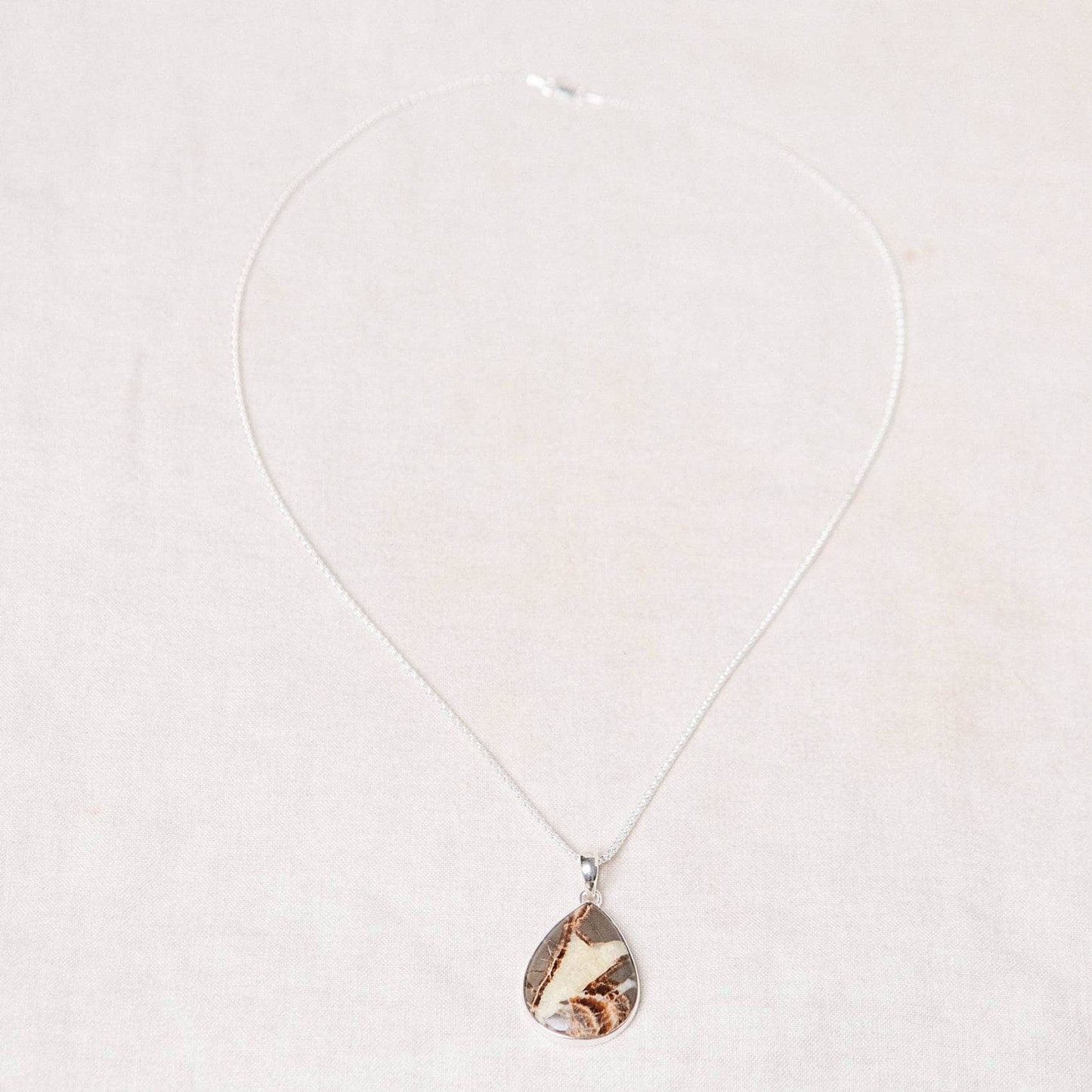 Rare Septarian Rhyolite Teardrop Pendant Necklace