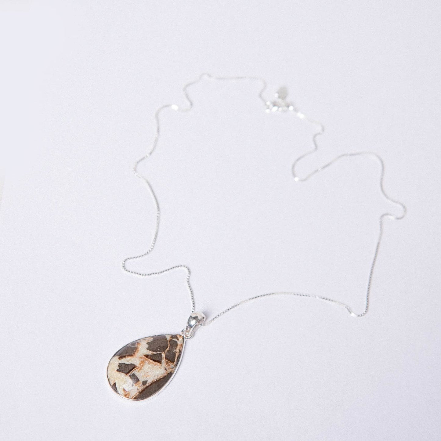 Rare Septarian Rhyolite Teardrop Pendant Necklace