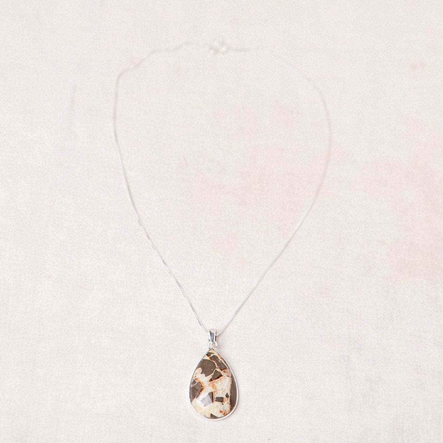 Rare Septarian Rhyolite Teardrop Pendant Necklace