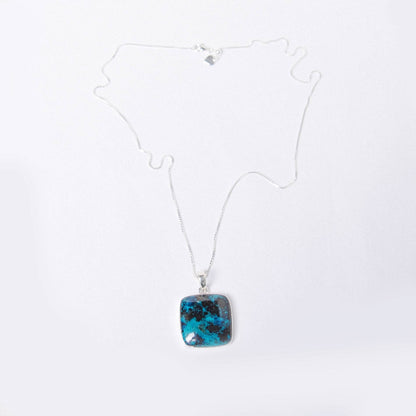 Rare Shattuckite Square Pendant Necklace