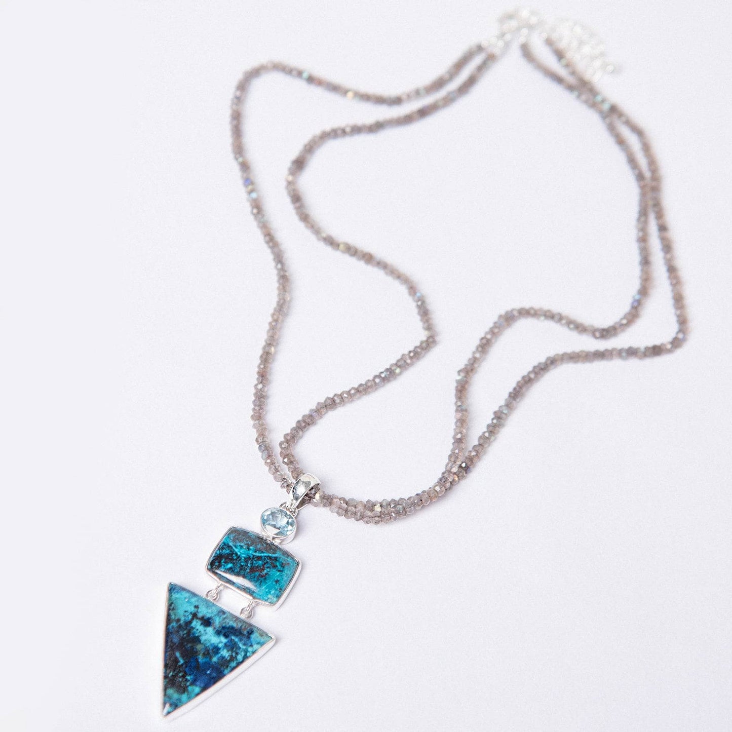 Rare Shattuckite/Blue Topaz Pendant Necklace