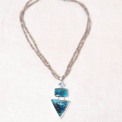 Rare Shattuckite/Blue Topaz Pendant Necklace