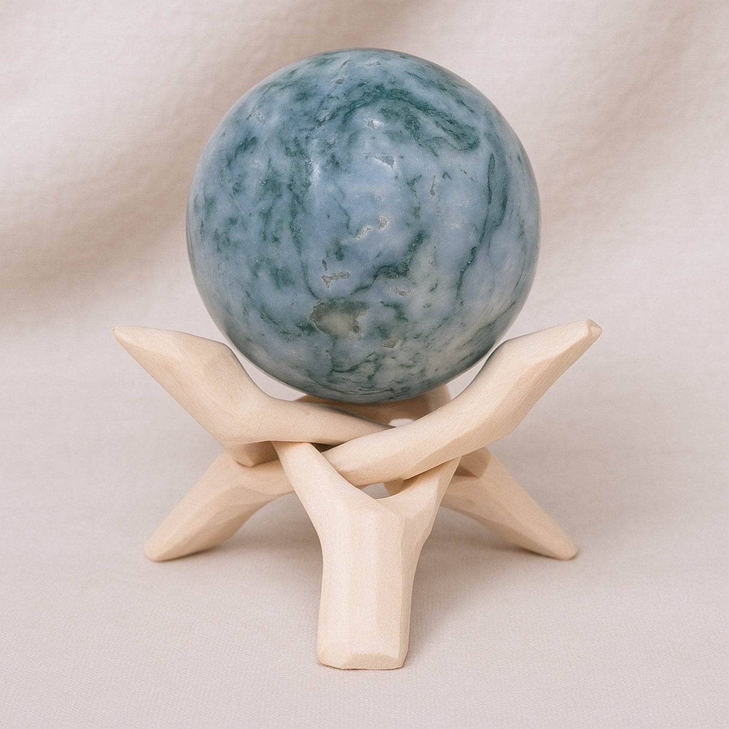 Moss Agate Sphere with Tripod - AAA Premium Quality