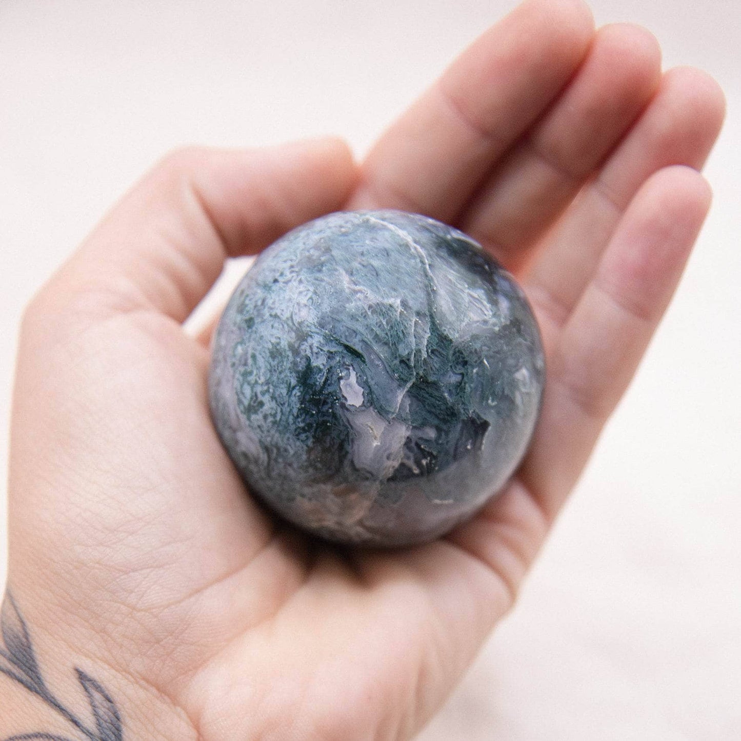 Moss Agate Sphere with Tripod - AAA Premium Quality