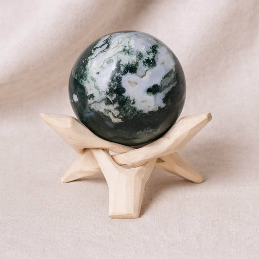 Moss Agate Sphere with Tripod - AAA Premium Quality