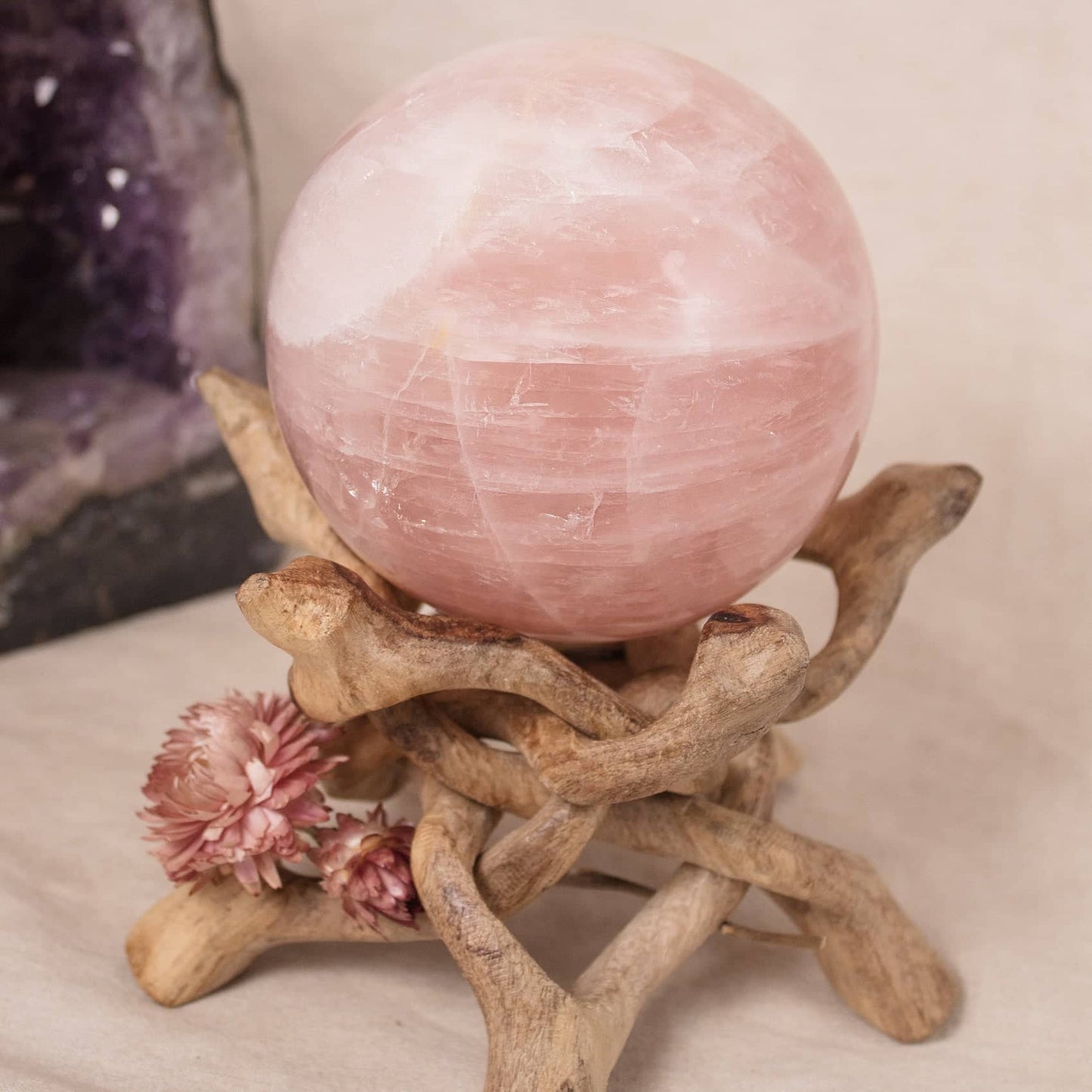 Rose Quartz Sphere - Large - AAA Premium Quality - 1 of a Kind