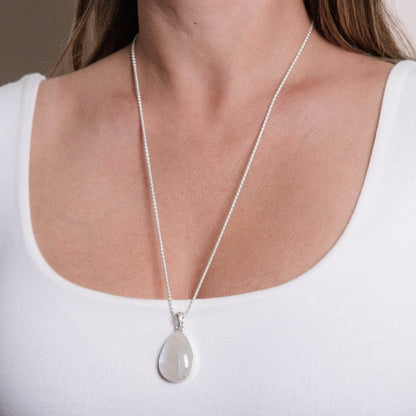 Rainbow Moonstone Teardrop Pendant Necklace