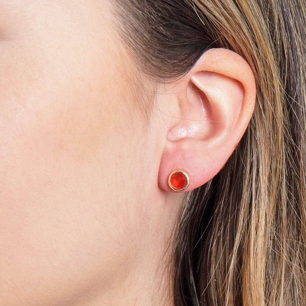 Carnelian Silver or Gold Stud Earrings