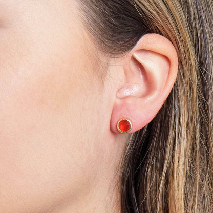 Carnelian Silver or Gold Stud Earrings