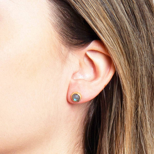 Labradorite Silver or Gold Stud Earrings