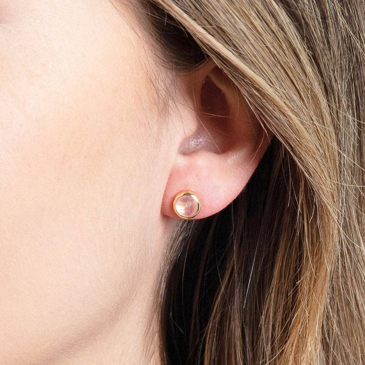 Rose Quartz Silver or Gold Stud Earring