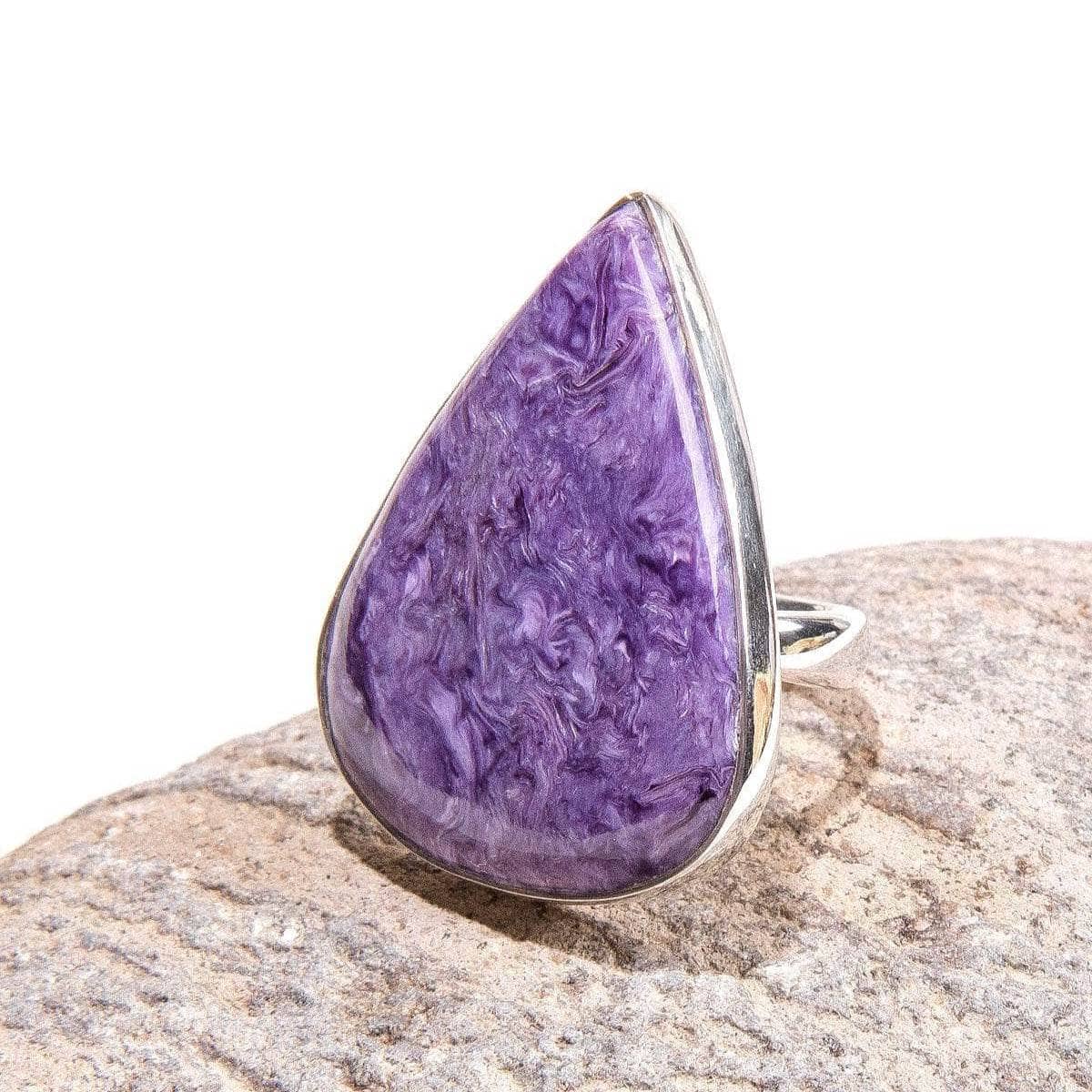 Charoite Teardrop Gemstone Ring - Adjustable 7-9 - 1 of a Kind