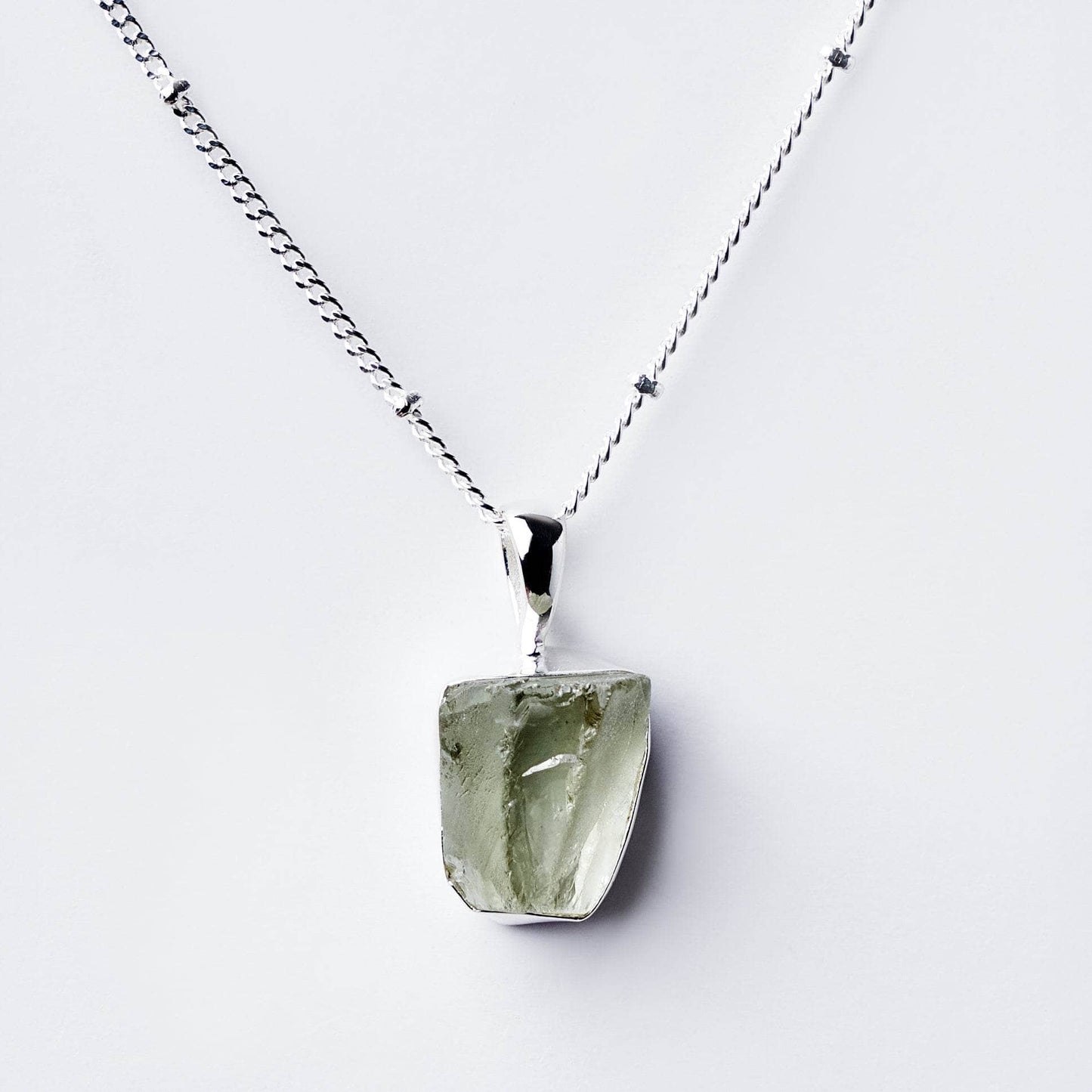 Genuine Green Amethyst Raw Crystal Necklace