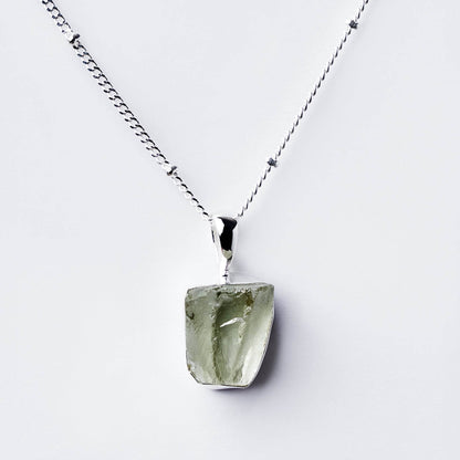 Genuine Green Amethyst Raw Crystal Necklace