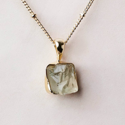 Genuine Green Amethyst Raw Crystal Necklace