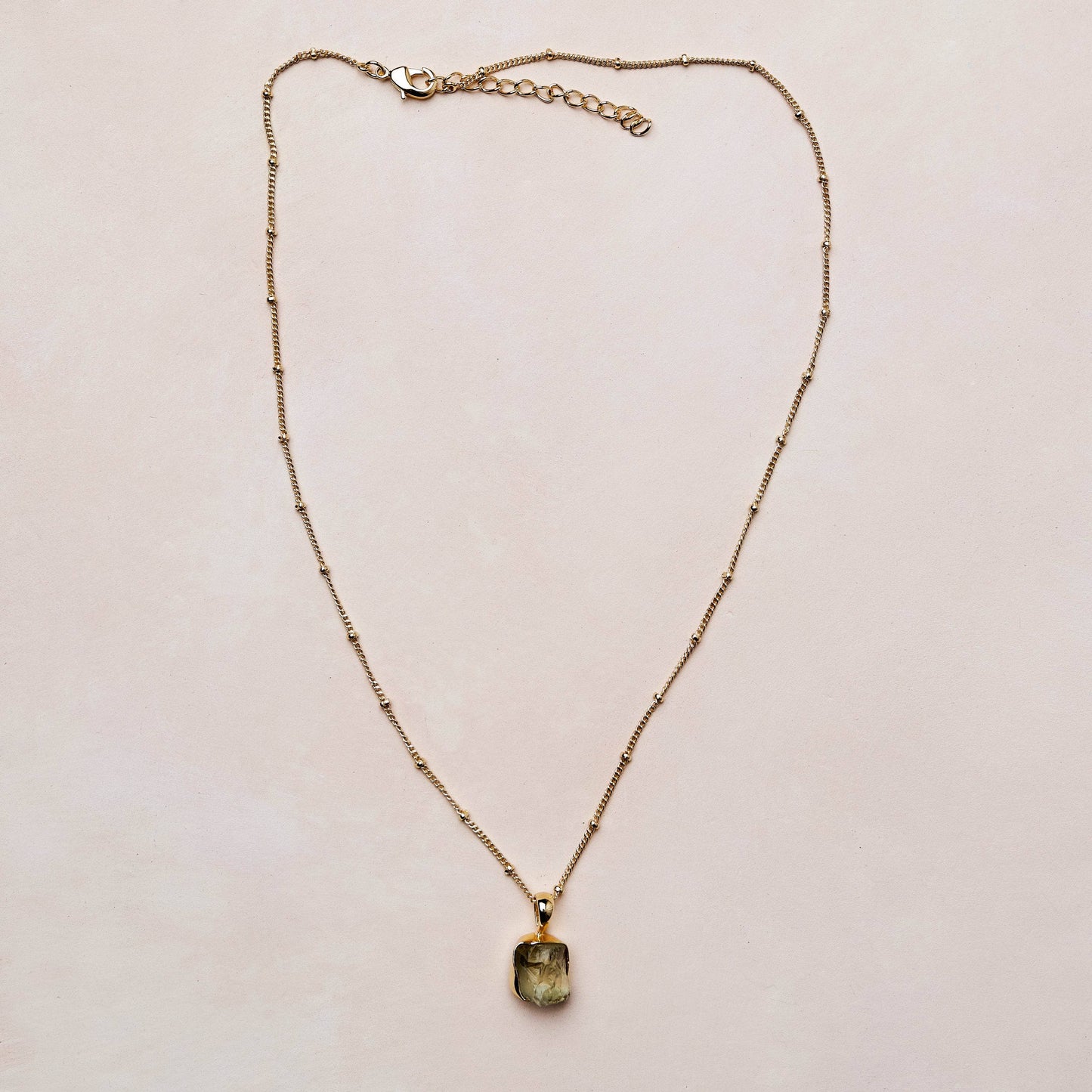 Genuine Green Amethyst Raw Crystal Necklace