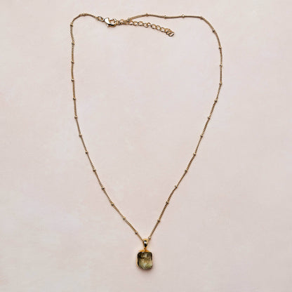 Genuine Green Amethyst Raw Crystal Necklace