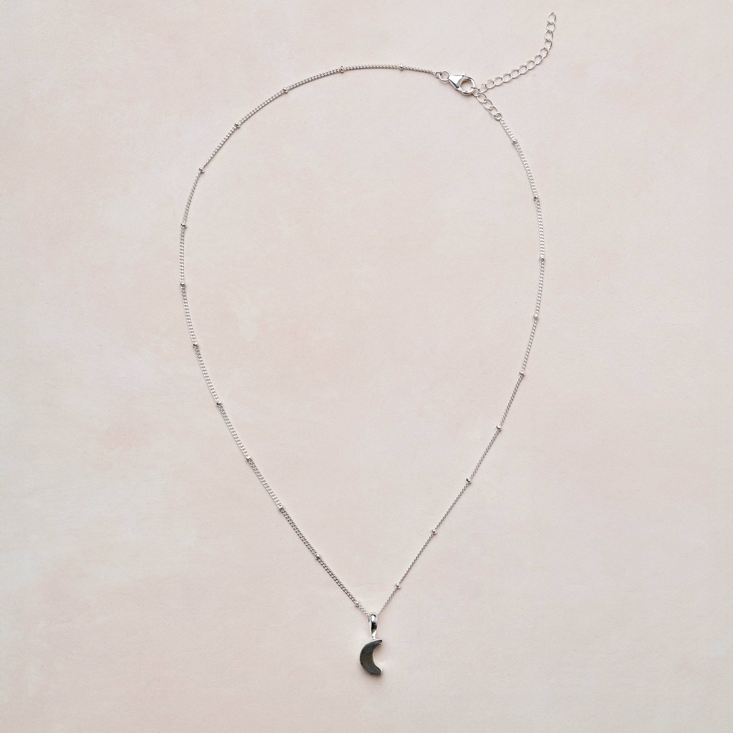 Crescent Moon Raw Gemstone Necklace